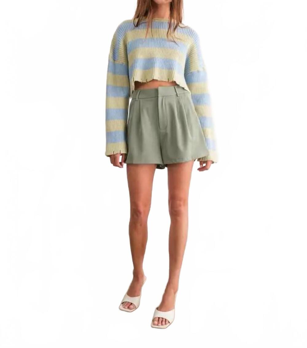 NEW PAPERMOON alice round neck knit sweater in mint/blue